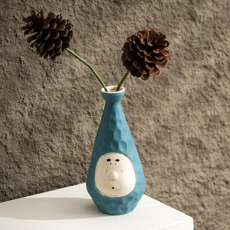 Hand-Drawn Dopamine Ceramic Vase | Joyful Home Décor & Children’s Room Accent
