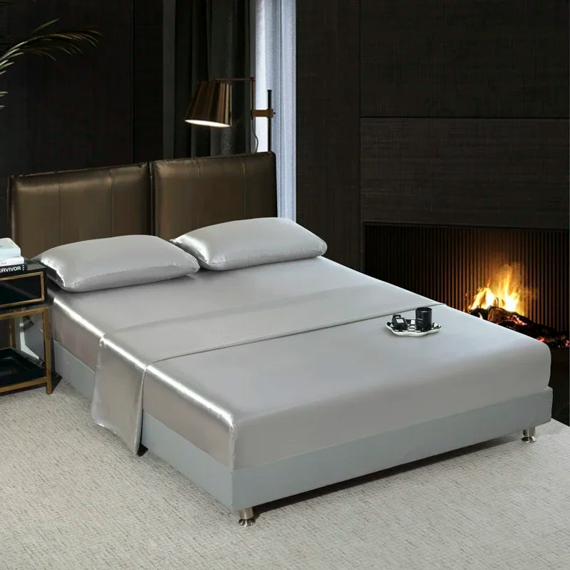 Lan Duo Mao Satin Flatsheet Set Solid Colour Boutique Edition