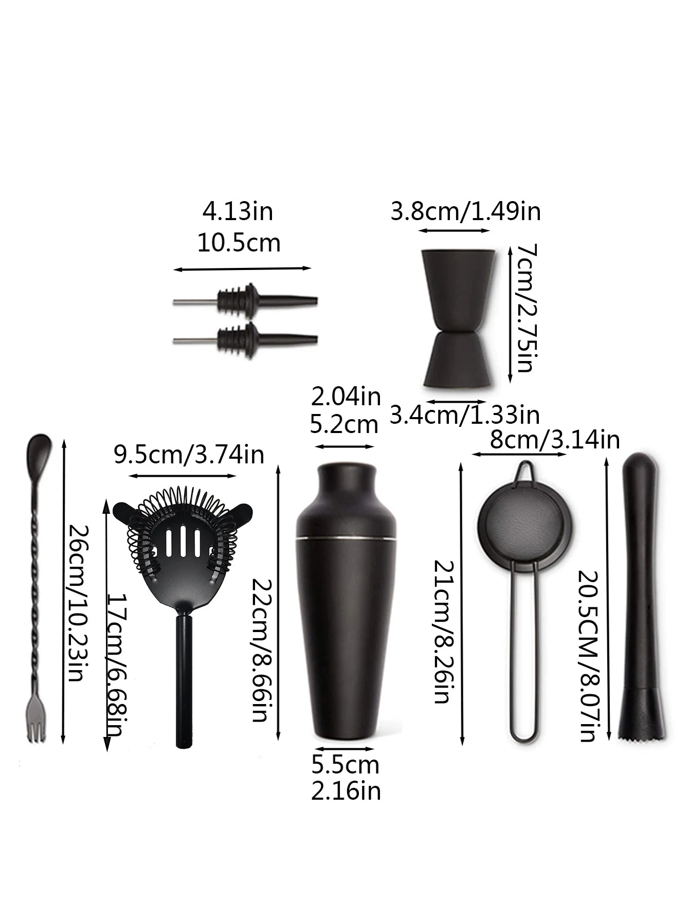 Premium Matte Black Cocktail Shaker Set For Home Bar 8 Piece Bartender Kit