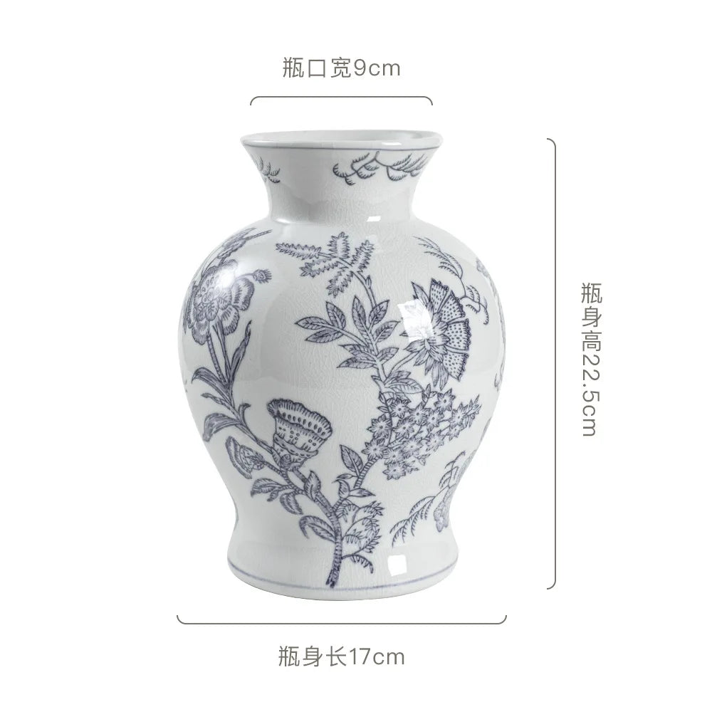 Elegant Blue & White Ceramic Vase