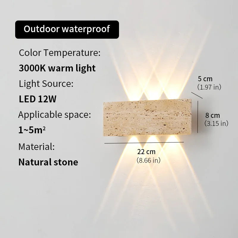 Wabi-Sabi Stone Wall Lamp Outdoor 12W LED Heritage Edition