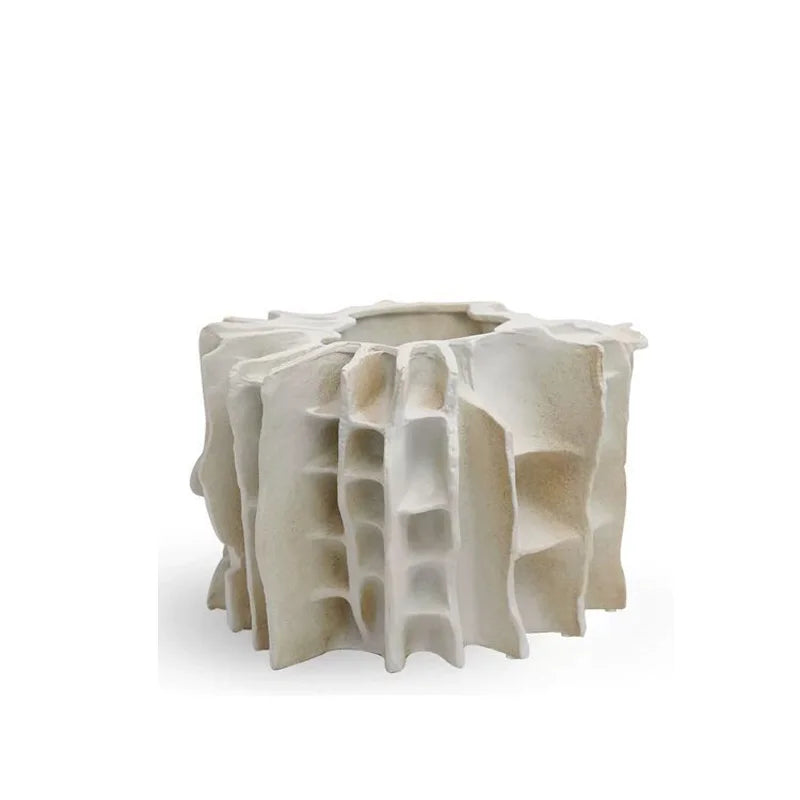 Beige Composite Architectural Vase | Hotel & Villa Luxury Home Décor
