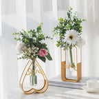 Nordic Geometric Metal Line Vase | Gold Iron Sculptural Plant Holder for Luxury Interiors