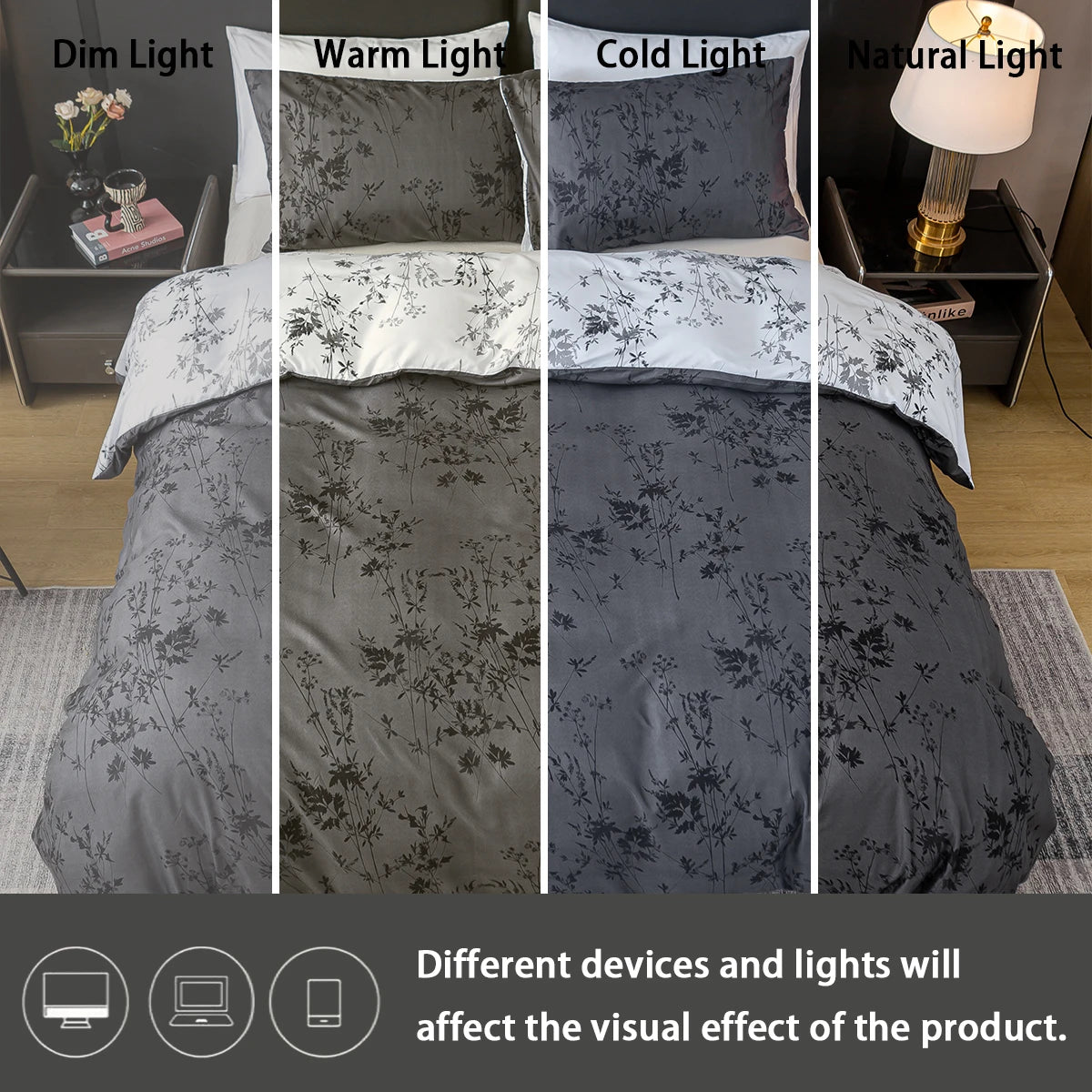 Bamboo Leaf Print Duvet Cover Set – 3-Piece Soft Polyester Bedding Collection