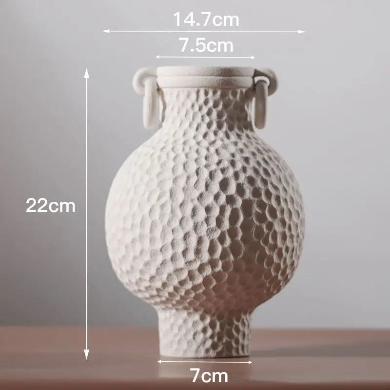 Enamel Landscape Double-Handled Ceramic Vase | Modern Retro Luxury Décor