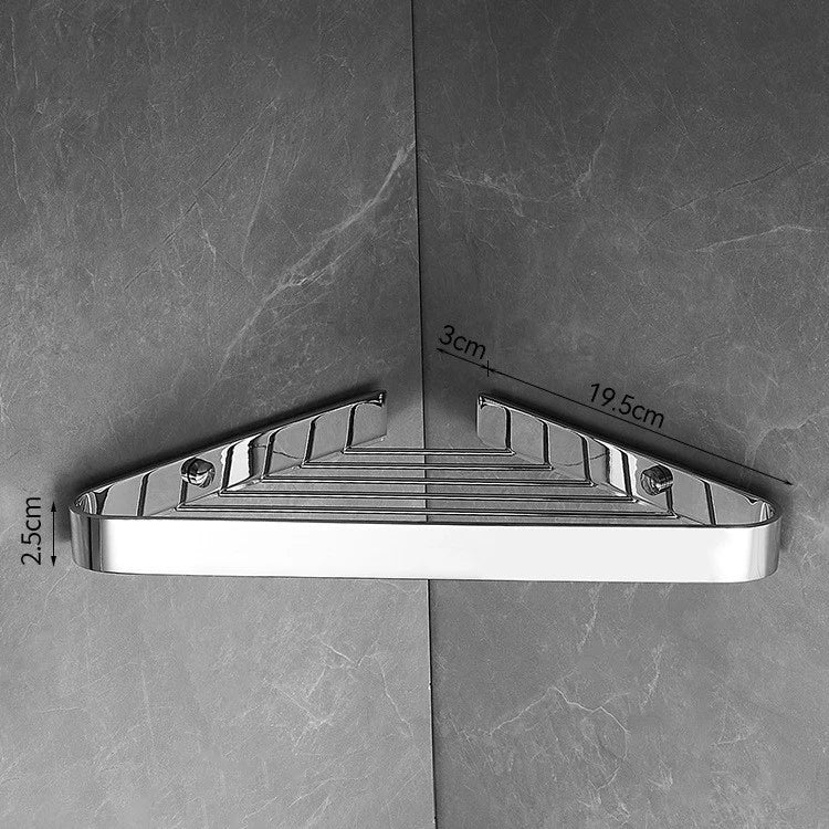 Aqualuxe Chrome Brass Corner Shower Shelf Dual Tier Elite