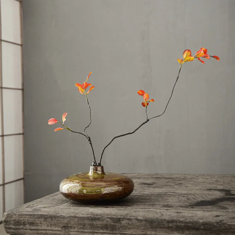 Ceramic Flat-Mouth Vase | Sculptural Porcelain Vessel for Luxury Floral Arrangements