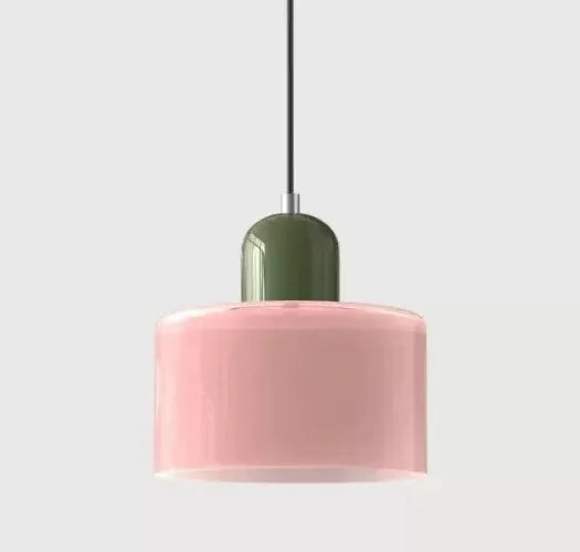 Artisan Stained Glass Pendant Light | Warm White LED | Pink, Orange, Green & White