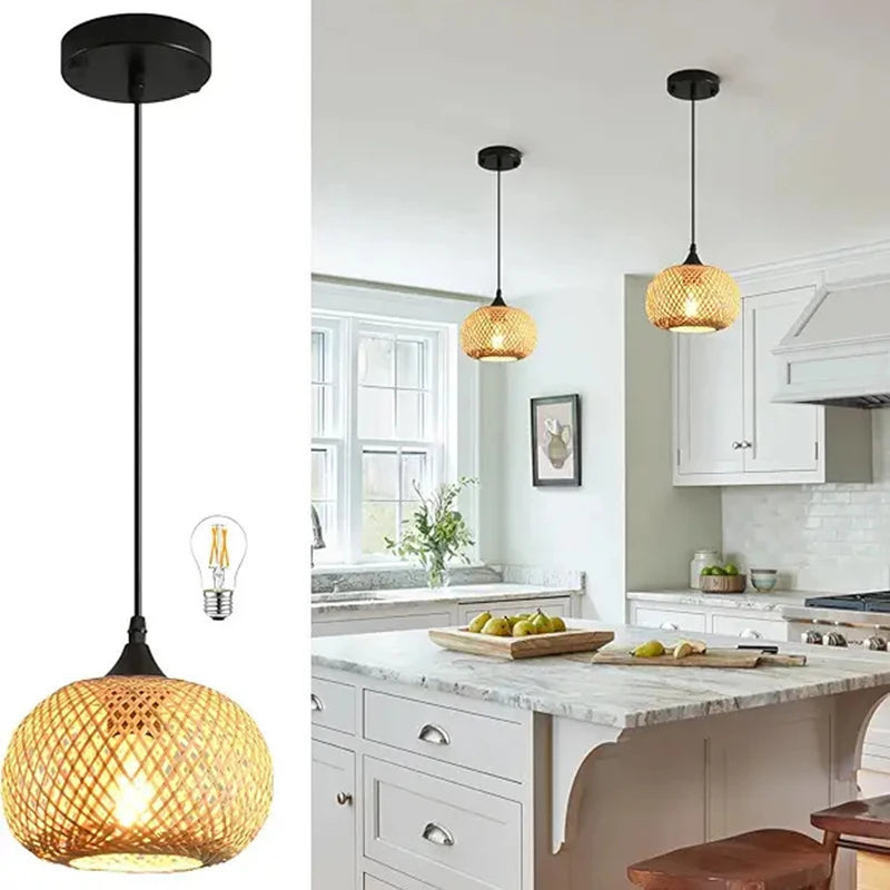 EcoGlow Bamboo Pendant Lamp Rattan Chandelier Handmade Limited Edition