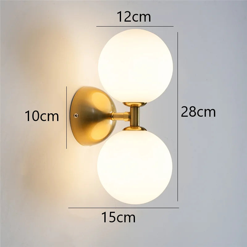 Double Headed LED G9 Wall Lamp Glass Black Gold Living Room Bedroom Decorative