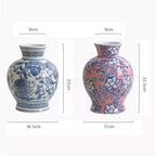 Ceramic Belly Vase Blue white porcelain retro vase Chinese porcelain ornaments Home decoration storage bottle porcelain vases