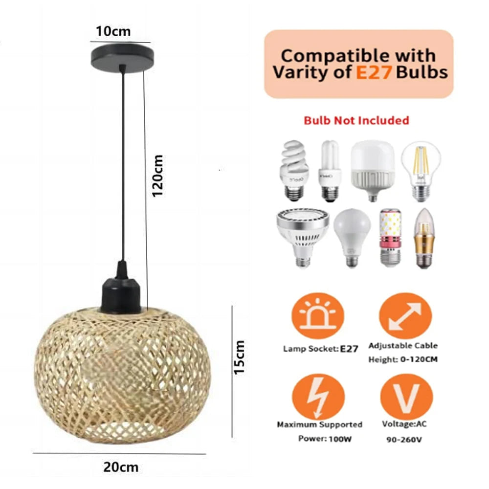 EcoGlow Bamboo Pendant Lamp Rattan Chandelier Handmade Limited Edition