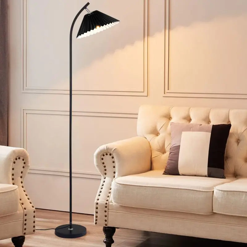 Nordic Pleated Fabric Floor Lamp Modern Simple Standing Light Living Room Decor Sofa Bedroom Led Bedside Floor Lamp Night Light