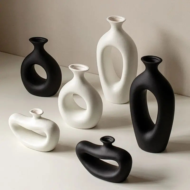 Monochrome Ceramic Statement Vase | Black & White Luxury Home Décor