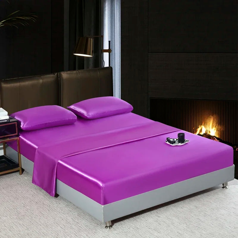 Lan Duo Mao Satin Flatsheet Set Solid Colour Boutique Edition