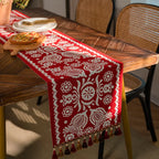 Christmas Chenille Tassel Table Runner,Cotton Linen Thicken Fabric Table Decoration,Dining Room Restaurant Modern Decor Supplies