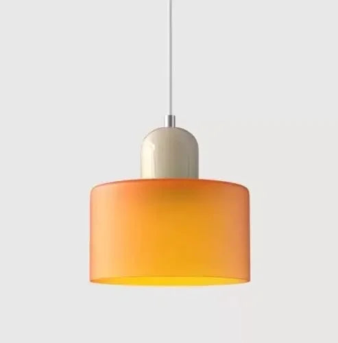 Artisan Stained Glass Pendant Light | Warm White LED | Pink, Orange, Green & White