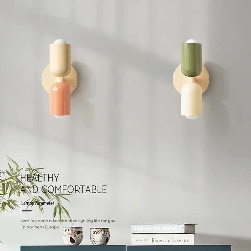 Macaron Wall Light | Nordic Bedside & Corridor Lamp | Colourful LED | E27