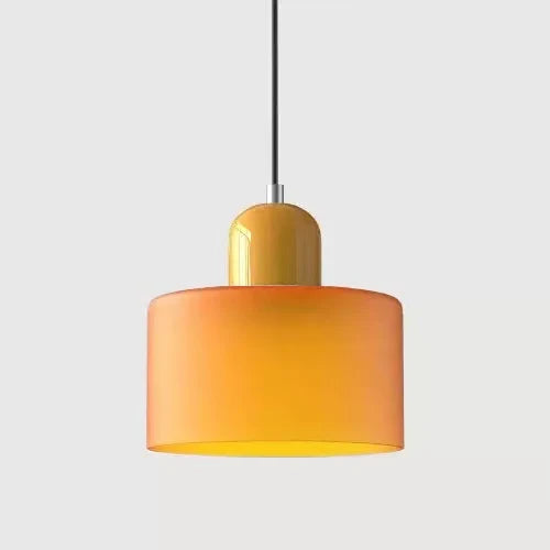 Artisan Stained Glass Pendant Light | Warm White LED | Pink, Orange, Green & White