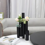 Metal & Leather Tube Vase | Architectural Luxury Home Décor