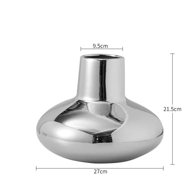Silver-Plated Minimalist Ceramic Vase | Precious Luxury Home Décor