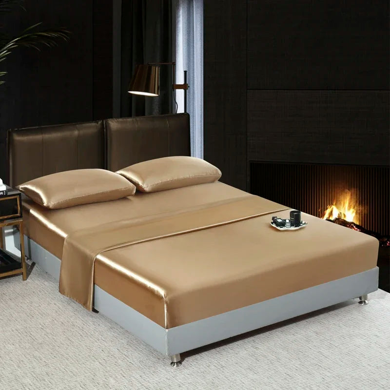 Lan Duo Mao Satin Flatsheet Set Solid Colour Boutique Edition