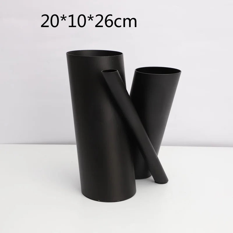 Metal & Leather Tube Vase | Architectural Luxury Home Décor