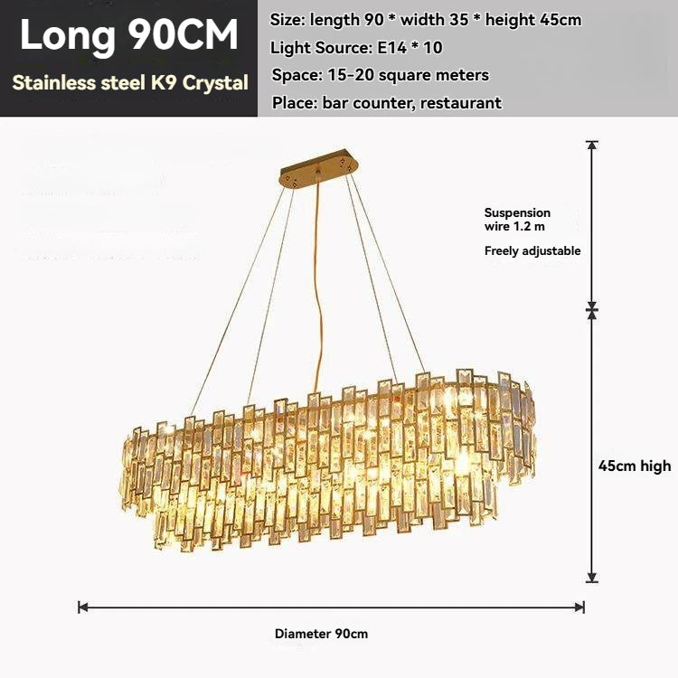 Luxora Gold Crystal Chandelier K9 Round Multi Tier Pendant Limited Edition