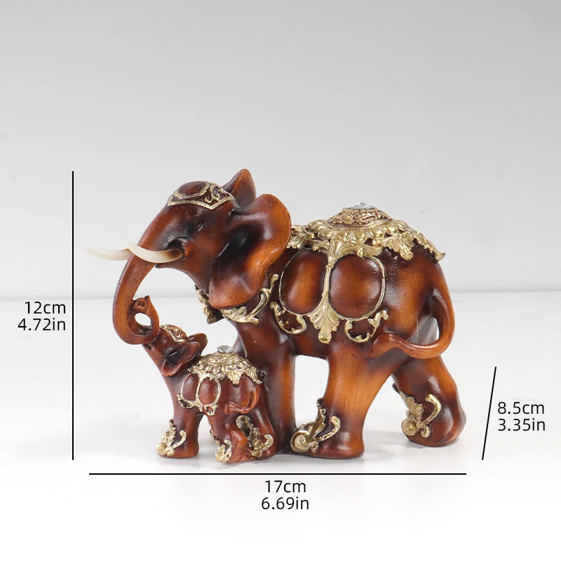 Mother & Child Elephant Sculpture | Luxury Southeast Asian Home Décor Statue