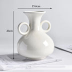 White Narrow-Neck Ceramic Vase | Ikebana-Inspired Luxury Home Décor