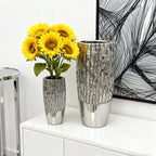 Minimalist Silver Ceramic Table Vase | Desk & Office Luxury Décor