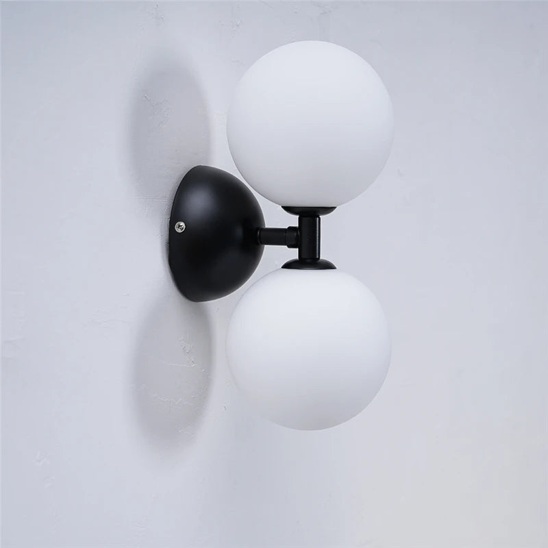 Double Headed LED G9 Wall Lamp Glass Black Gold Living Room Bedroom Decorative