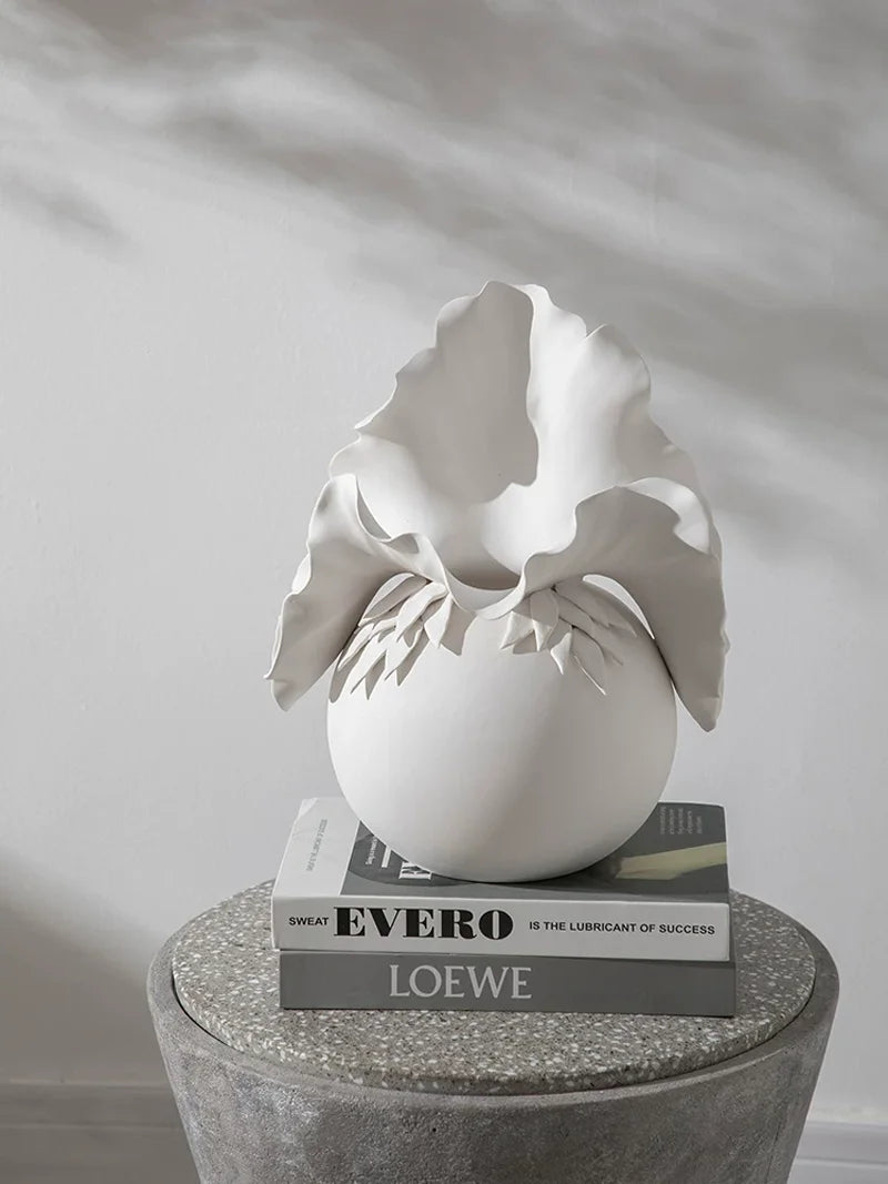 3D Petal Sculptural Ceramic Vase | Premium Luxury Statement Piece