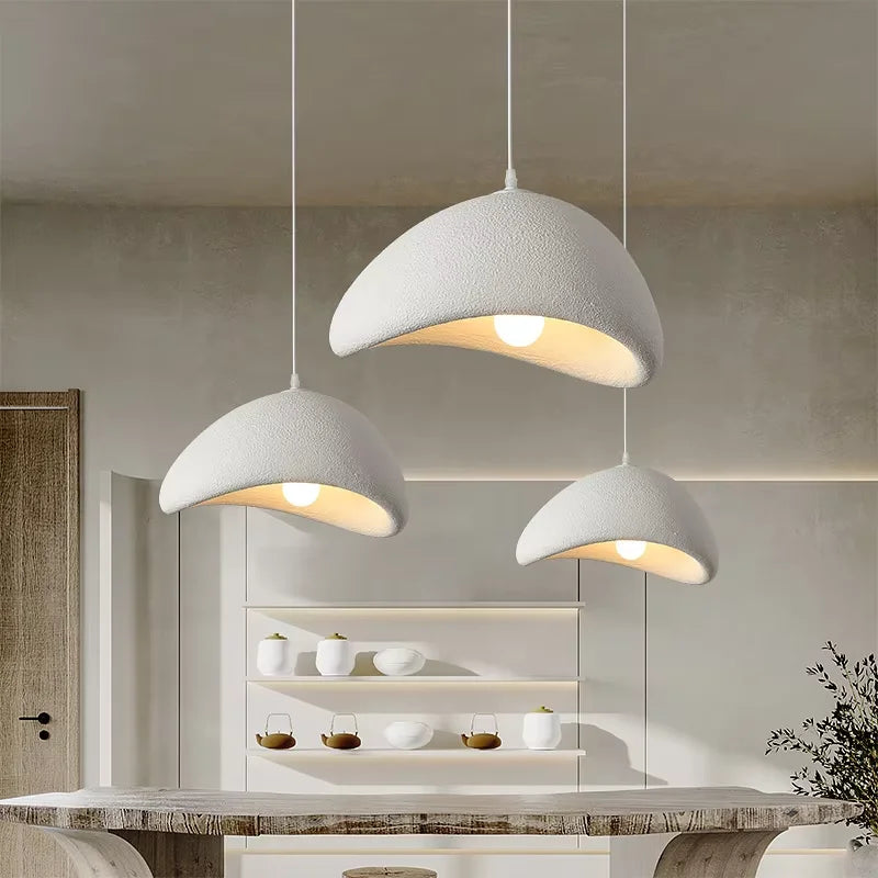 Wabi-Sabi Pendant Light | Modern LED Chandelier | White & Grey | 30–60cm