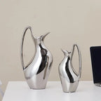 Silver Minimalist Pot Ceramic Vase | Metallic Luxury Home Décor
