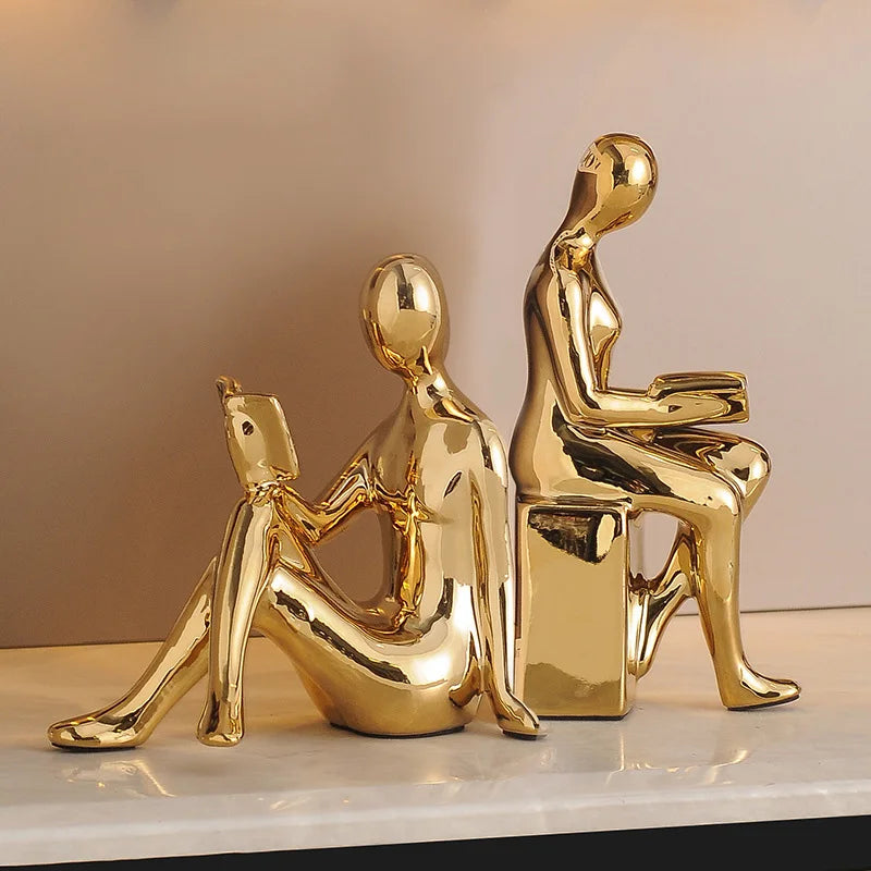 Sculptural Resin Figurine Bookends | Luxury Modern Home & Study Décor