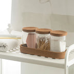 Voltsify 3Pcs Glass Storage Jar Set Dressing Table Dustproof Glass Jar Cosmetic Storage Box