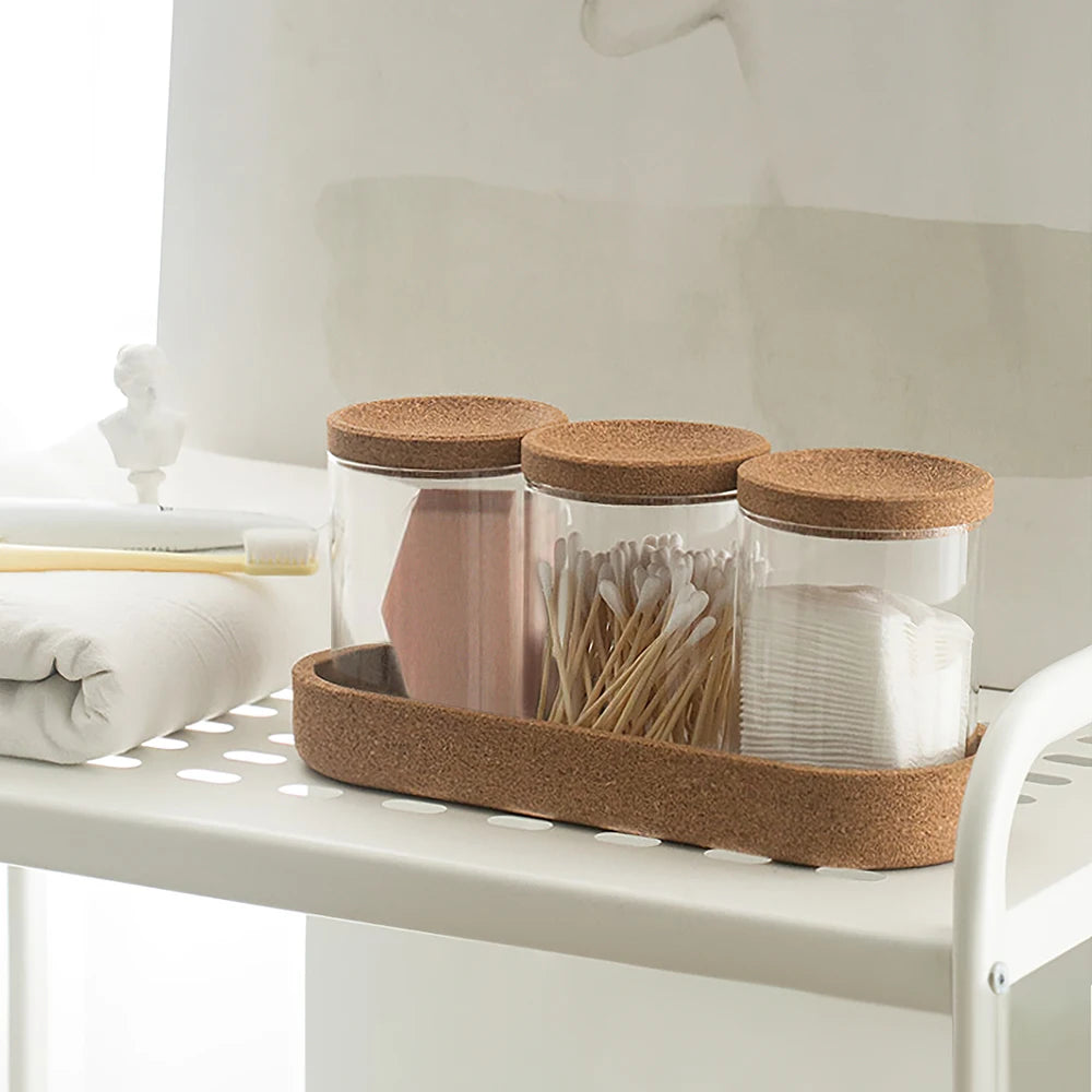 Voltsify 3Pcs Glass Storage Jar Set Dressing Table Dustproof Glass Jar Cosmetic Storage Box
