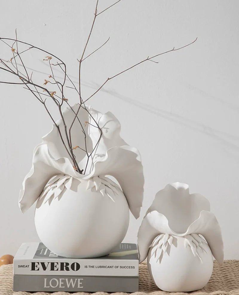 3D Petal Sculptural Ceramic Vase | Premium Luxury Statement Piece