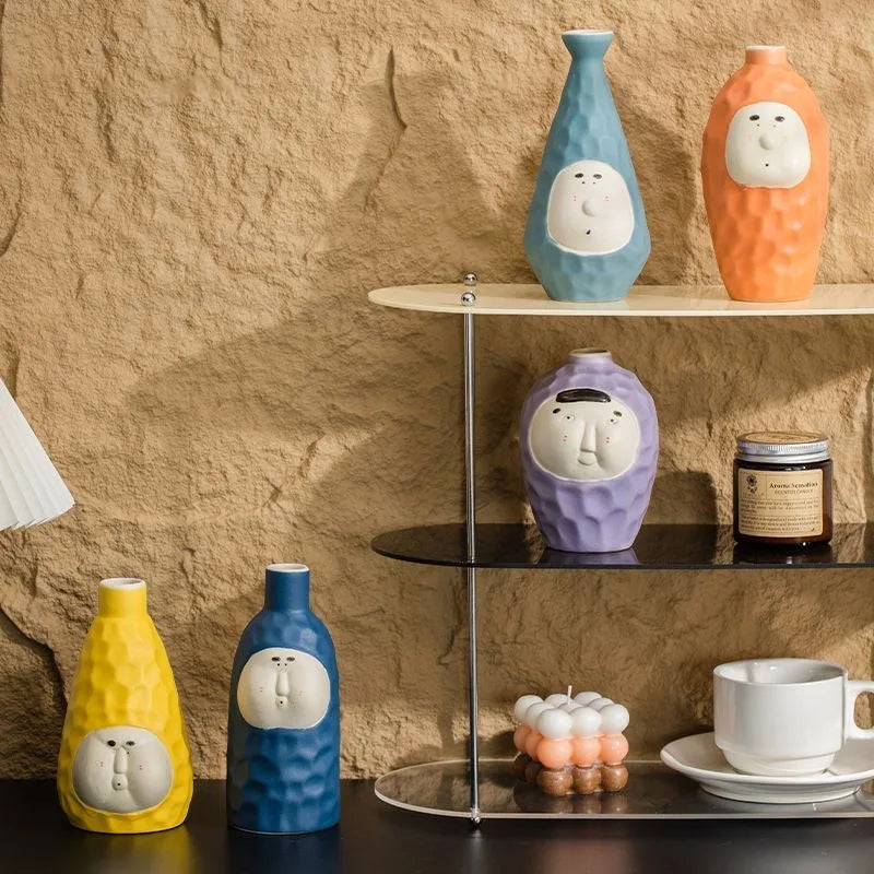 Hand-Drawn Dopamine Ceramic Vase | Joyful Home Décor & Children’s Room Accent