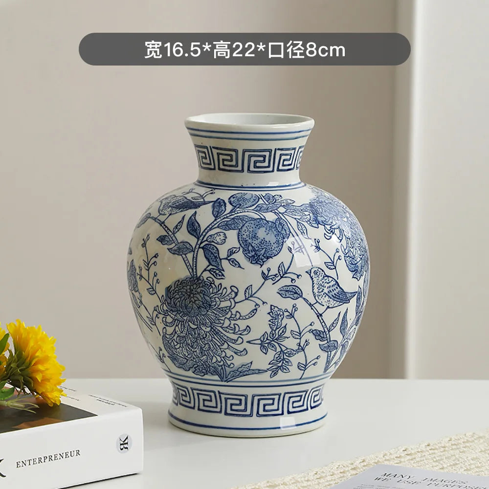 Elegant Blue & White Ceramic Vase