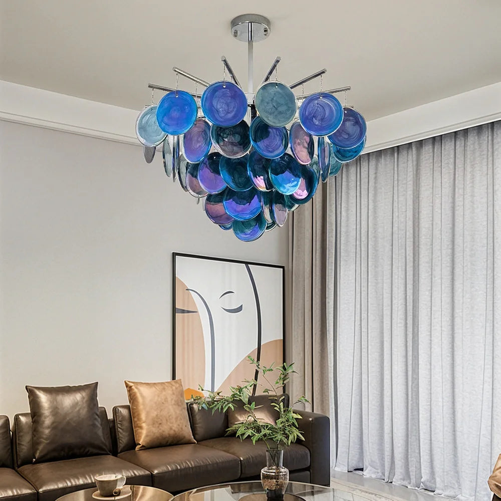 Murano Glass Chandelier Modern Ceiling Light Chrome Limited