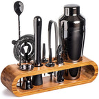 Premium Cocktail Shaker Set – 10-Piece Bar Shaker Set with Elegant Bamboo Stand