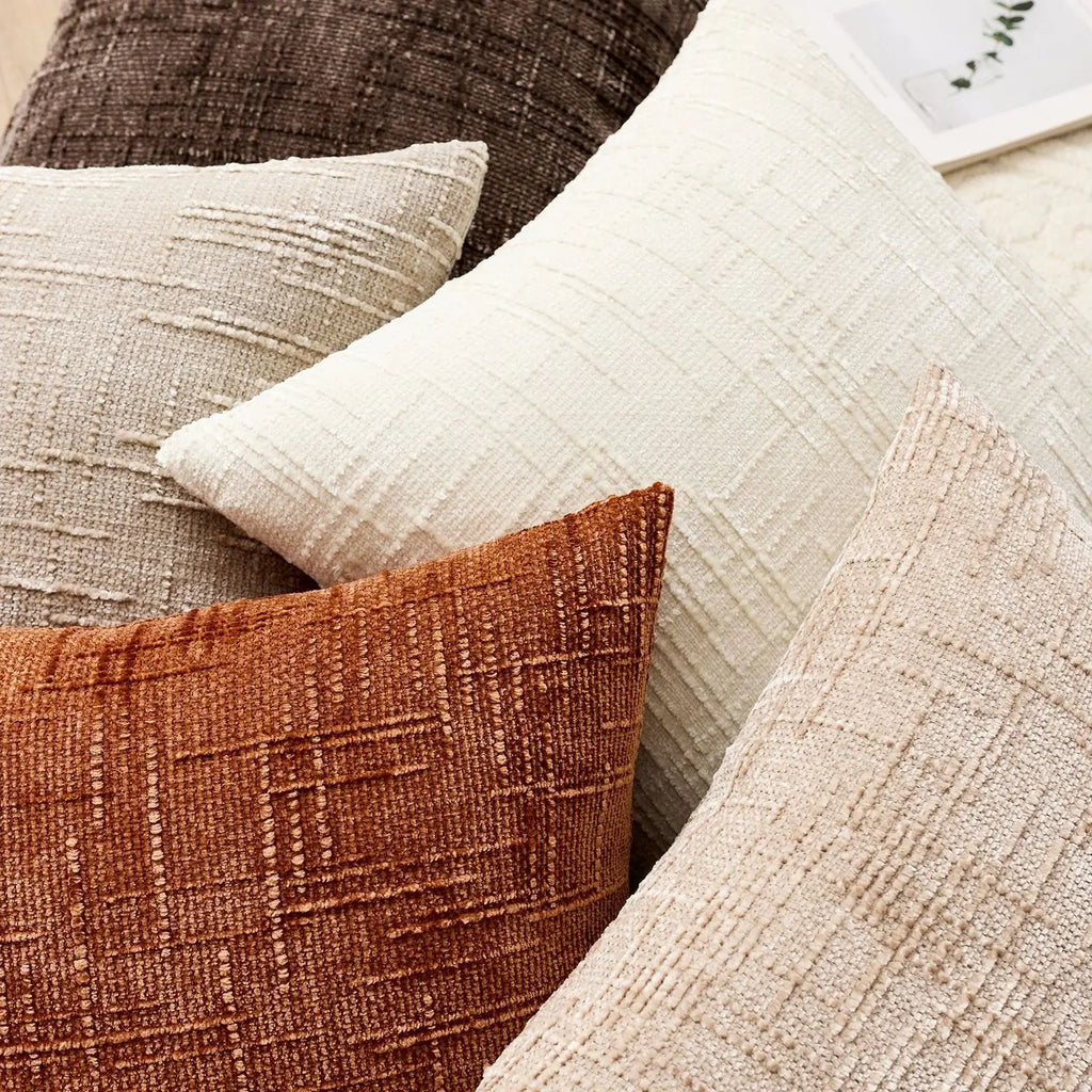 Chenille Coarse Yarn Cushion Cover 40/45/50cm Bamboo Textured Solid Color Throw Pillow Case For Bedroom Sofa Home Decorative