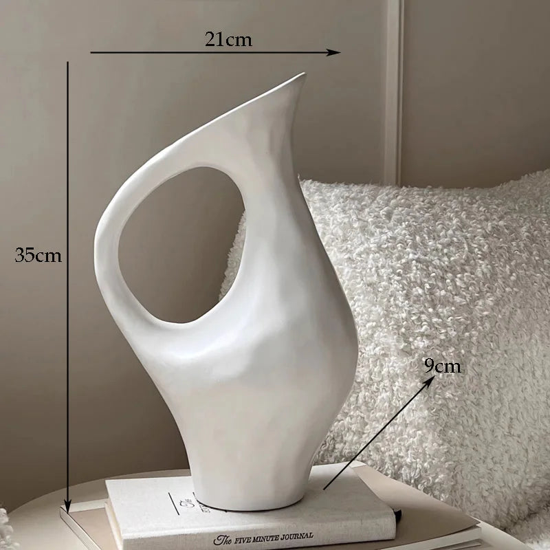 Tri-Tone Art Ceramic Statement Vase | Black, Silver & White Luxury Décor
