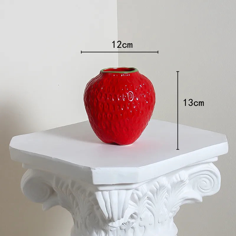 Strawberry Porcelain Vase | Sculptural Decorative Vessel for Luxury Interiors
