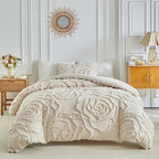 3D Rose Floral Tufted Duvet Cover Set – Luxury Microfibre Quilted Bedding Collection