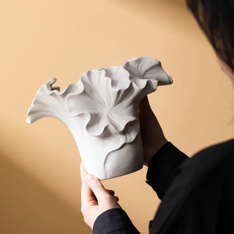 Handmade Petal Pleats Vase | Artisan Pottery Vessel for Luxury Interiors