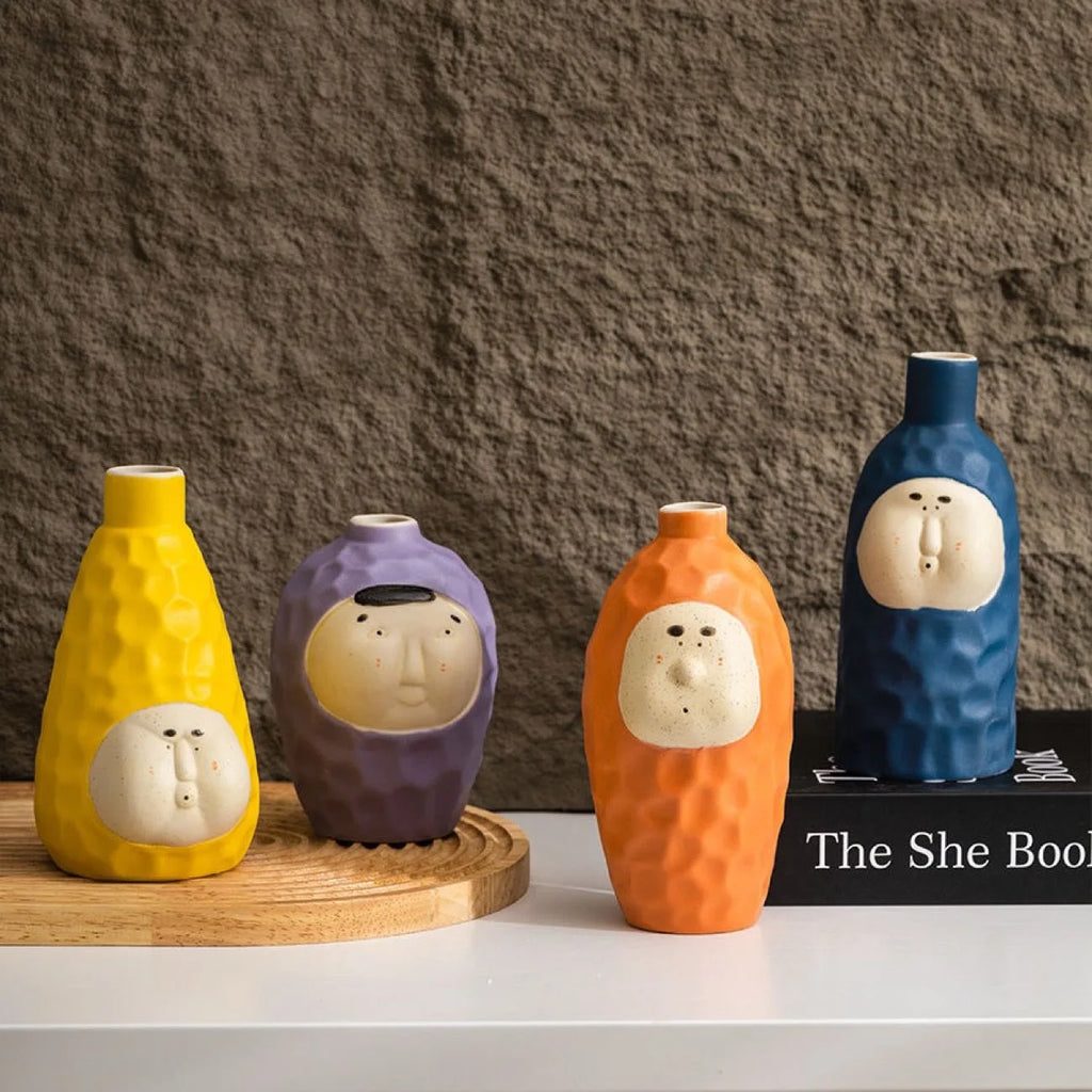 Hand-Drawn Dopamine Ceramic Vase | Joyful Home Décor & Children’s Room Accent