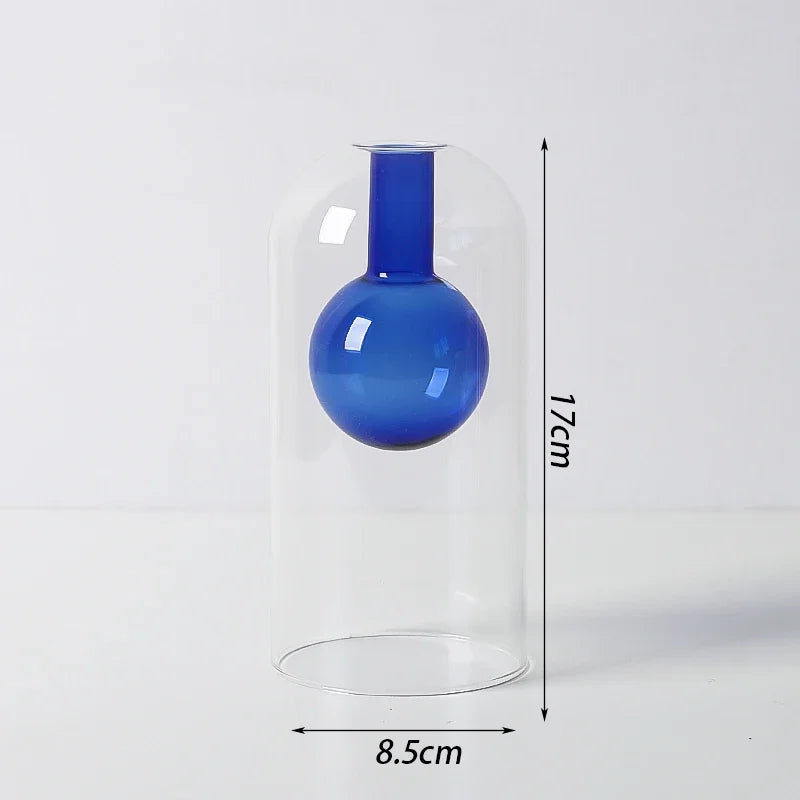 Double Wall Borosilicate Glass Vase | Sculptural Cylinder Vessel for Luxury Interiors